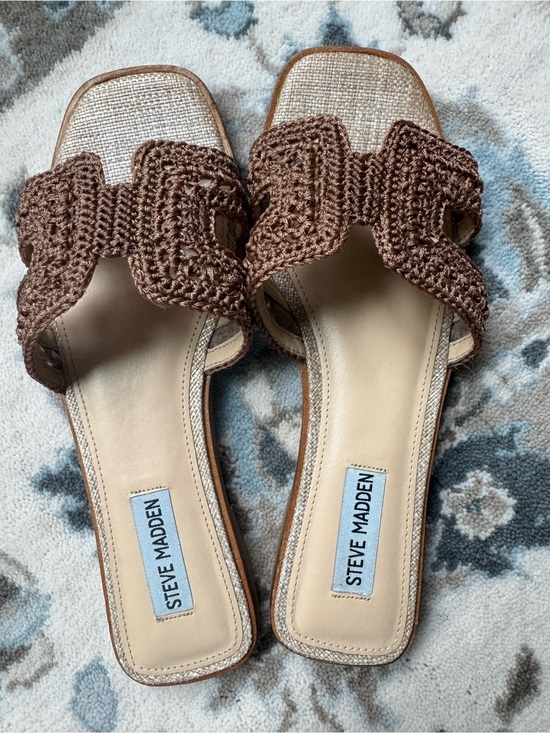 Steve Madden Shoes - Steve Madden Brown Crochet slides. 8.5